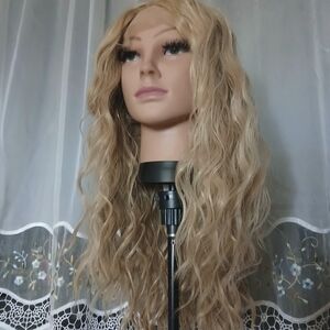Blonde Curly Lace Front Wig 22" High Quality Synthetic Fiber WigDo